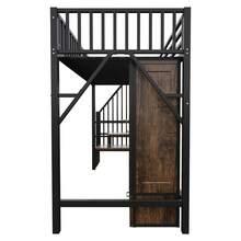 Metal Loft Bed 90 X 200 Cm With An Original Wooden And Metal Mesh Balustrade Design, Including A Large Wardrobe, Drawers And A Storage Ladder, Black - Black - View 4