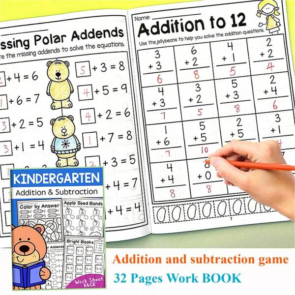 32-Page Math Workbook For Preschool & Kindergarten Students - Addition & Subtraction Practice Workbook With Colorful Illustrations, Arithmetic Exercises, And Fun Activities For Youngsters, Math Workbook For Preschool, Playful Illustrations