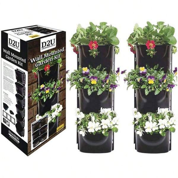 Wall Mounted Vertical Garden Kit Home Planter Herbs Flowers 6 Hanging Plant Pots, Easy To Install And Homes And Workspace Including Wall Panel Hanging, - Friendly