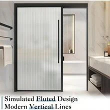 Reeded Glass Window Privacy Film Frosted Glass Window Film Static Cling UV Blocking Stickers Decorative Removable Cover For Bathroom Door Office Non Adhesive 17.5" X 78.7" - 17.5 吋 x 78.7 吋 + 附簧片 - 查看 8