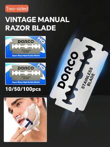 10 piezas/50 piezas/100 piezas Cuchillas de afeitar de doble filo de platino, cuchillas de acero inoxidable de doble cara afiladas para maquinillas de afeitar de manual - Multicolor - Ver 3