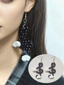 2pcs Musical Note Wing Earrings, Black Music Symbol Earrings, Unique Millennium Style Earrings, Christmas Small Gift Earrings, Couple Earrings, Gift For Friends, Suitable For Party, Daily Wear And Theme Events