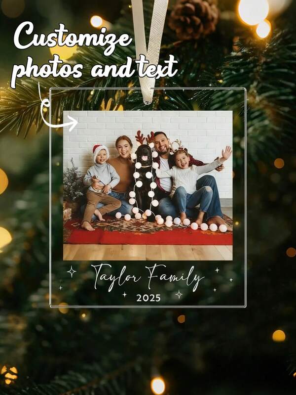 1pc Customized Family Photo Christmas Ornament, Family Photo Decor, Customized Photo Decoration, Family Christmas Gift, Christmas Memorabilia, Christmas Tree Hanging Ornament, Room Decor, Christmas Gift, Ideal For Christmas, Anniversary, Valentine's Day, Housewarming, Birthday, Wedding, Great Gift For Boyfriend, Girlfriend, Family, Lover, Friends, Best Wedding, Friend, Family Gift