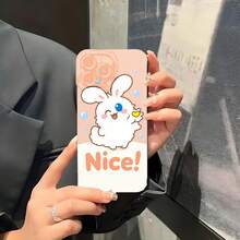 1PC Phone Case,  Cute Rabbit With Blue Eyes And Nice Text , Stylish Phone Case, Phone Decoration, All-around Lens Protection, Creative Small Gift, Funny Gift for Boys and Girls - Negro - Ver 5