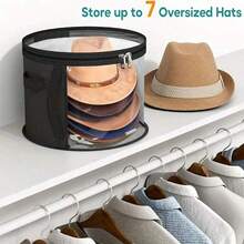 1pc Hat Storage Bucket, Hat Organizer, Beach Hat Storage Bag, Stackable Round Brimmed Hat Holder, Gender Reveal Party, Perfect For Birthdays, Weddings, Parties, The Perfect Gift For Colleagues, Friends, And Family, Back To School - Black - View 7