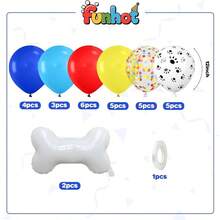 Paw Balloons, 12 Inch Red Yellow Blue And White Paw Print Colorful Confetti Balloons With Bone Foil Balloon Cartoon Circus Themed Birthday Party Decorations - 30PC+紅藍黃 - 查看 2