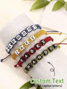 1pc Solid Color Bracelet, Customizable With Letter/Name, Minimalist And Elegant, Suitable As Christmas/Birthday Gift For Mother, Family, Friends