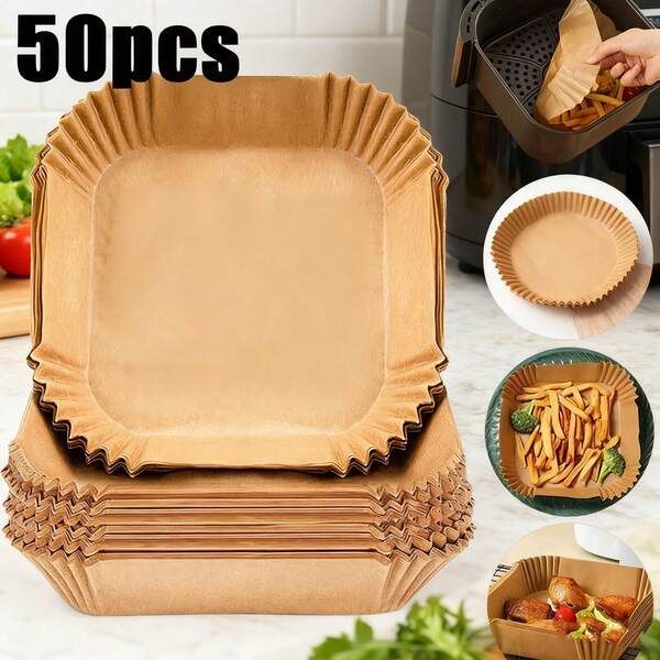 50/100pcs Square Air Fryer Liners, Non-Fry Disposable Liner Sheets For Air Fryer/Oven/Microwave – Perfect For Chicken Nuggets, Burgers, Tempura, Fries, Meat & Vegetables Greaseproof Parchment Paper . Baking Paper . Silicone Coated Paper ​​Kitchen Essential . Household Must-Have . Labor Day Gift​, Back To School