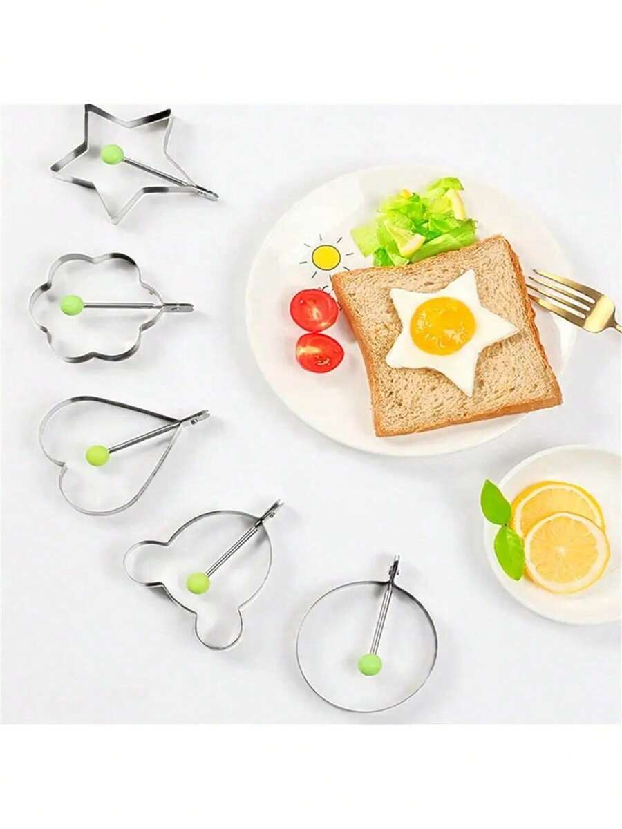 1/4/5 piezas Moldes de acero inoxidable para huevos - Molde para panqueques para huevos fritos y enrollados de huevo - Utensilio de cocina - Multicolor - Ver 1