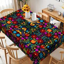 1pc Polish Symmetrical Floral Tablecloth, Eastern European Art Style Dining Table Decor Cloth, Rectangular Polyester Material, Washable And Reusable, Suitable For Daily Home, Restaurant, Living Room Gatherings, Eid Al-Fitr Themed Parties, Indoor/Outdoor Use - Multicolor - View 5