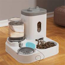 2-In-1 Automatic Pet Feeder And Water Dispenser For Cats, Dual Bowl Gravity-Fed System Ensures A Constant Supply Of Fresh Food And Water With Minimal Effort, Perfect For Busy Pet Owners Seeking Convenience And A Neat Feeding Station In Modern Grey - 灰色 - 查看 6