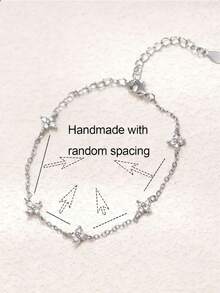 1 件女士时尚四叶草锆石不锈钢手链，适合日常佩戴、派对、母亲节礼物 - 手鍊 - 查看 4