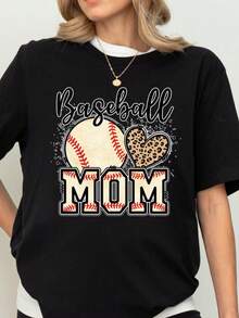 Cute Baseball Mom Shirt, Gift For Baseball Mama, Retro Baseballer Comfort Colots Tshirt, T-Ball Mom, Take Me Out To The Ballgame, T-Ball Tee, 100% Cotton Womens Oversized Printed Graphic T-Shirts Women Casual Round Neck Short Sleeve Tee 1pcs Fashion Shirt, Halloween Gift, Xmas Gift - Đen 009 - Xem 2