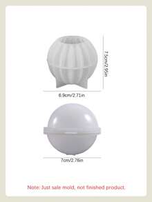 2件套扇形硅胶模具+70mm球形硅胶模具，DIY创意圆形香薰蜡烛模具，节日家居装饰/礼品摆件环氧树脂模具，手工铸造模具，艺术摆件粘土石膏模具 - 白色 - 查看 2