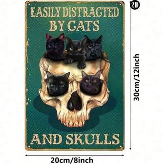 CIF BUY Vintage Yepzoer & Cat Metal Sign 8x12In - Retro Gothic Wall Art For Home/Office/Garage
