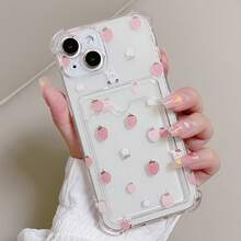 Funda de Teléfono Moderna y Elegante Funda de Teléfono: Transparente Conejo Fresa TPU a Prueba de Golpes Funda de Precisión de Cuerpo Completo para Apple  6/7/8/X/Xs/Xr/Xs Max/11/12/13/14/15/16 Pro Max Fundas Protectoras de Diseñador Lindas y Femeninas para Mujeres - 1 pieza - Ver 4