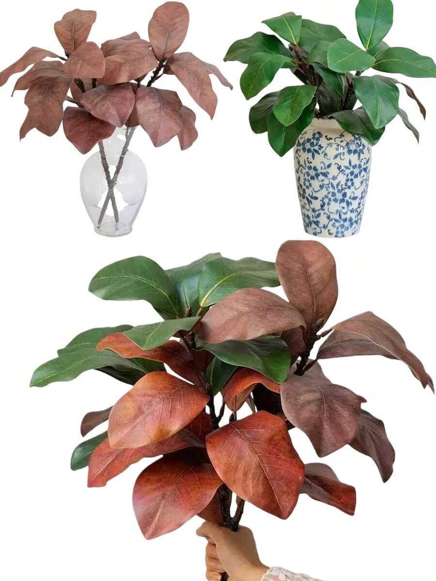 1Set Artificial Magnolia Branch, Home Potted Decor, HotelDecoration & Display Window Accents, Artificial GreeneryValentine's Day, Gift - Multicolor - View 1