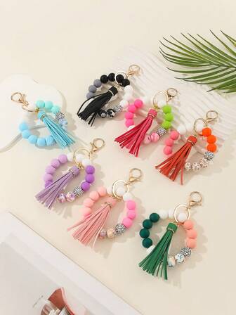 1pc Floral Print Boho Casual Party Street Elegant Silicone Keychain, Valentine's Day Gift