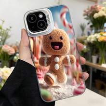 Cubierta de teléfono con diseño de hombre de jengibre navideño color marrón claro con detalles blancos y rojos para iPhone 14 Pro Max funda protectora con estampado de dulces navideños ideal para temporada festiva Aplicable a los teléfonos de la serie Apple y Galaxy - Blanco - Ver 7