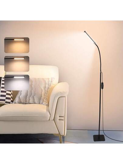 Yogle Flexible 1.4 Meter LED Vloer Lamp Dual Setting Eye Friendly Reading Lamp, Powered By USB, Adjustable Brightness, Living Room Bedroom, Stylish Zwart Bedroom view 5