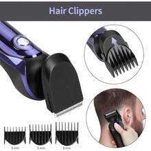 Hatteker 4 In 1 Men's Electric Shaver Rechargeable Rotary Shaver Hair Clippers For Man Nose Trimmer - Purple - View 6