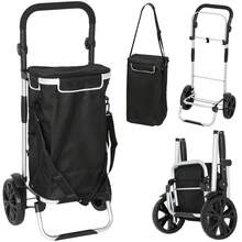 HOMCOM 3-In-1 Folding Shopping Trolley With 40L Capacity, Loadable Trolley Up To 25kg With Cooler Compartment, Black - 1 - 查看 9