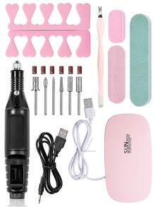 20pcs/1pc USB Nail Drill – Portable, Professional Polisher Machine For Quality Home Manicure & Pedicure Electric Nail Drill Machine Set, Grinding Equipment Mill For Manicure Pedicure, Professional Strong Nail Polishing Tool SB-Powered LED Nail Lamp – Portable, Quick-Drying Manicure Tool For Professional Gel Polish - Multicolor - View 12