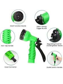 一套高压花园EVA螺旋软管，带7功能喷枪 - 耐用螺旋水管，适用于草坪护理和洗车 - 綠色 - 查看 7