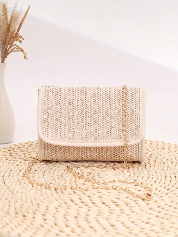 Mini Colorful Woven Women's Chain Strap Square Shoulder Crossbody Bag