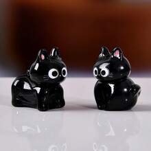 Zestaw 6 uroczych figurek czarnego kota, idealny prezent dla miłośników kotów. Nadaje się na monitor komputera, do dekoracji samochodu, jako miniaturowa dekoracja domu lub biura. - Wielokolorowe - Zobacz 4