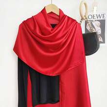 100% Large Silk Feeling Scarf-Women's Fashion Long Mulberry Silk Satin Neck Scarf Sunscreen Shawl Wrap Headscarf,27469731 - 紅色 - 查看 5