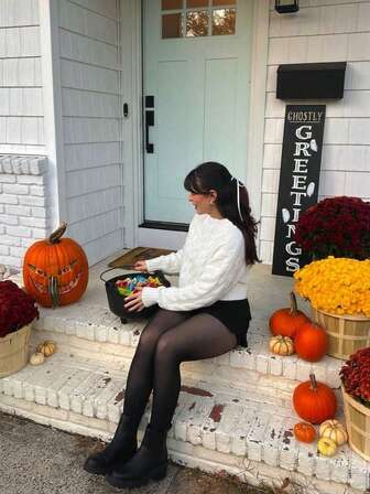 VIBEWAVE 女士独特设计扭纹针织长袖套头衫，简约休闲，适合秋冬