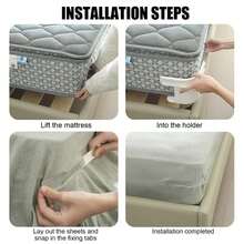 4pcs Invisible Bed Sheet Fasteners With Locks Groove Type Anti Slip Clips Firmly Fix Bed Corners Easy To Install Gray Bed Room Accessories - Xám - Xem 6