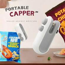 1 Piece Magnetic Food Bag Sealer - USB Rechargeable Portable Sealer, Suitable For Chips, Cookies, Lunch Boxes, Travel, Home And Office Use - Includes Charging Cable, White & Blue Color, Food Storage Sealing Tool, Modern Kitchen Companion, Durable - Multicolor - View 4