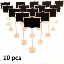 10pcs Wooden Mini Chalkboard Signs With Stands, Suitable For Buffet Food Labeling, Table Price Display, Wedding, Birthday Party And Special Event Decoration - Wood Color - View 10