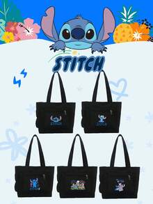 Disney 1个装针织图案手提袋，大容量斜挎包，可爱卡通印花单肩包，多功能秋冬大容量包——女士/女孩/学生的理想之选，完美适用于秋冬季/外出/购物 - 彩色 - 查看 2