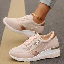 Women's Low-Top Sneakers - Non-Slip, Cushioned Sole, Lace-Up Design, Lightweight All-Season Everyday Walking Shoes, Suitable For Gyms And Travel - Durable Rubber Material, Women's Casual Shoes - Hồng - Xem 7