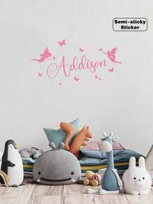 一款卡通个性化名字蝴蝶图案墙贴、水杯贴纸、沐浴露瓶贴纸,可用作婚礼回礼贴纸、透明个性化婚礼回礼贴纸、欢迎贴纸、生日快乐装饰贴纸、女儿床头最美装饰贴纸、卧室门最佳礼物、节日日历贴纸。 - light pink - 查看 8