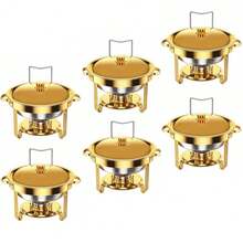 Golden Stainless Steel Buffet Warmer 1/2/4/6 Sizes With Lid Catering Container For Wedding Party New Year Cooking Only - Gold - View 11