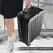 Equipaje de mano de 20 pulgadas, maleta rígida con,  ruedas giratorias ligeras, ABS resistente, equipaje de mano compacto para viajes de fin de semana, hombres y mujeres versión en negro y azul - Negro - Ver 6