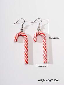 4 pares de aretes de caramelo navideños, regalo de Navidad lindo para niñas, aretes de arcilla polimérica para fiestas navideñas, joyería navideña elegante y adorable