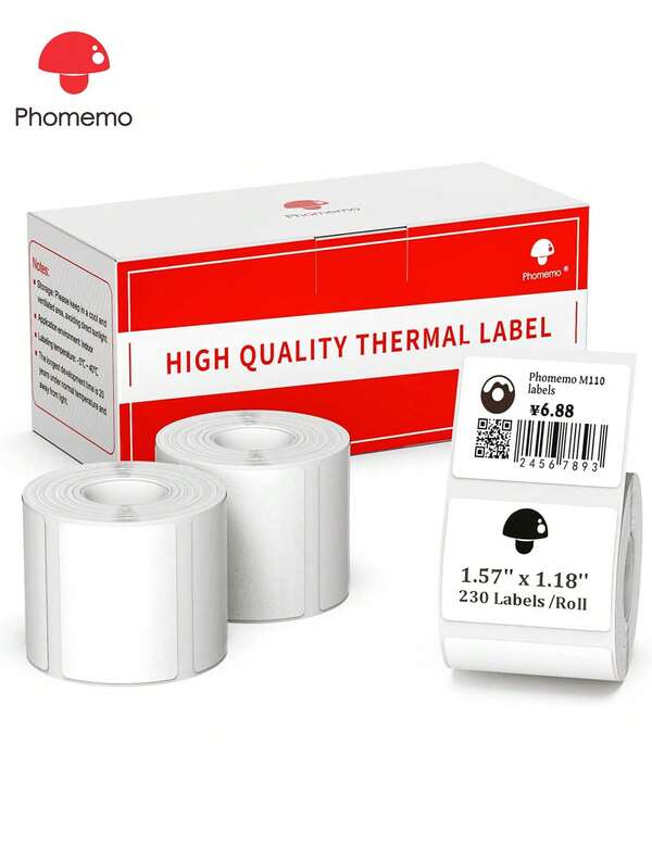 Phomemo 3 Stück Phomemo Thermoetikettenrollen, quadratische Etiketten in regulärer Größe, Mehrzweck-Etiketten für Phomemo M100/M102/M108/M120/M160/M110/M220/M120/M200/M221/M150/M250/M260/M421 Etikettendrucker, selbstklebendes Thermopapier perfekt für Kleidungsetiketten, Preisschilder, Kategorieaufkleber, Verpackungsaufkleber, Versandetiketten
