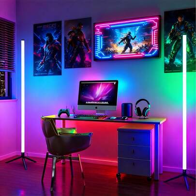 Scandinavian-Style RGB Floor Lamp - Variable Color And Adjustable Brightness Soft Lighting, Powered By USB, With Remote Control, Suitable For Bedrooms, Living Rooms, Game Rooms