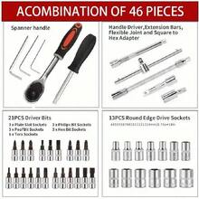 46pcs Manual Tool Set, Automotive Repair Tool Kit, Workshop Socket Mechanic Tool Box, Suitable For Home Use Ratchet Screwdriver Set - Multicolor - View 4