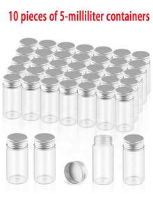 10 pièces - Flacons en verre mini de 10 ml avec couvercles en aluminium, petits bocaux, mini-contenants en verre, petites bouteilles en verre transparent avec bouchons à vis, petits contenants, idéaux pour le stockage d'artisanat DIY - Transparent - Voir 11