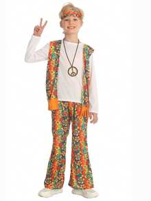 Hippie Retro Boys' Costume, Polyester Fiber Modern Dance Performance Outfit, Unique Special Purpose - Multicolor - View 15