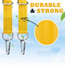 6pcs Tree Swing Hanging Kit - 5cm Wide Yellow Straps With Two Alloy Carabiners - Includes Tree Protection Spacers - Easy & Fast Installation For All Types Of Swings