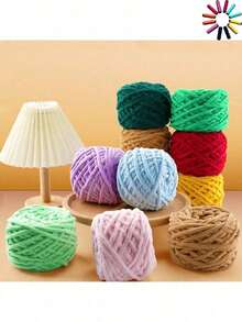 1/3pcs Chunky Chenille Yarn For Knitting, 1 Ply Jumbo Ice Yarn Bulk 100g Skeins, Soft DIY Crochet Thread For Blankets, Slippers, Hats, Scarves Handmade Craft Supplies Christmas Gift - Multicolor - View 11