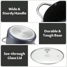 Cooking Pot, Large Non Stick Induction Stock Pot With Lid, All Stove Compatible, Aluminum Soup/Stew Pot For Large-Batch Cooking, Grey - 10 誇脫(11 吋) - 查看 6