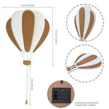 1pc Children's Bedroom Wall Lamp, Wooden Balloon Hanging Night Light, Battery Powered
